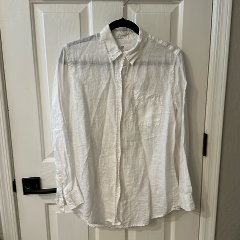 GAP White linen boyfriend shirt